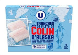 Tranches de filets de Colin d'Alaska surgelées
