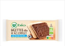 U BIO Galette de riz nappée de chocolat au lait , 100g