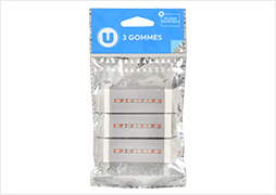 Gomme U technique effacage facile x3