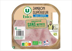 U BIO Jambon supérieur sans nitrite u bio x4tr.140g