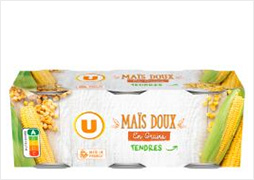U Maïs doux en grains - 3 boîtes de 140g