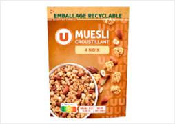 U muesli croustillant 4 noix - sachet de 500g