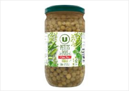 U Petits pois extra-fins - Bocal de 445g net égoutté