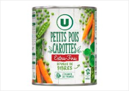 U Petits pois extra fins et jeunes carottes - Boîte de 530g net égoutté
