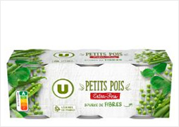 U Petits pois extra-fins à l'étuvée - 3 boîtes de 140g