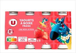 U yaourts à boire à la fraise - pack de 8 bouteilles (soit 800g)