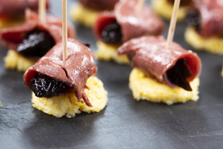 Bouchée de polenta au magret fumé